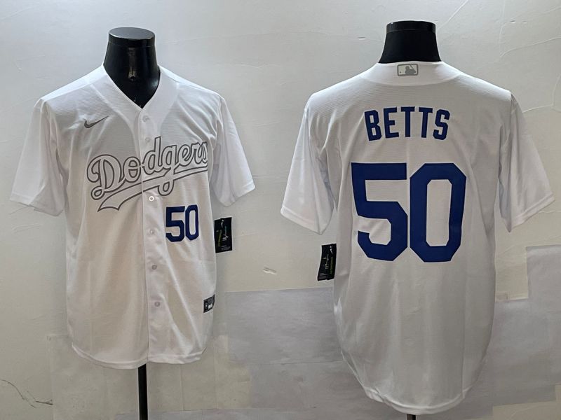 Men Los Angeles Dodgers #50 Betts White Fashion Edition Game 2025 Nike MLB Jersey style 11